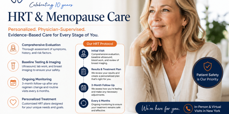 Walk IN GYN Care HRT and menopause treatment in New York with personalized, physician-supervised hormone therapy and ongoing monitoring